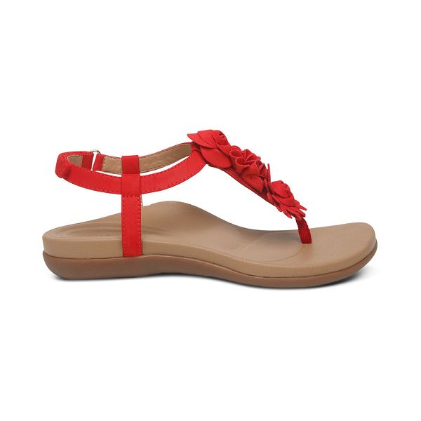 Aetrex Women's Charli Thong Sandals Red Sandals UK 5729-809